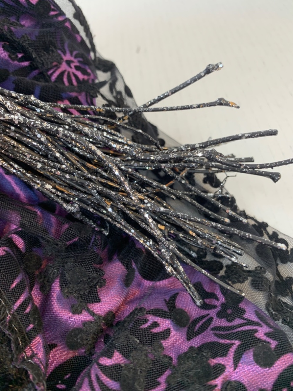 Spooky Old Witch With Broom Doll Shelf Sitter Purple Black Halloween Scary Decor - Picture 12 of 16